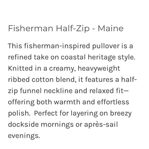 Fisherman Half-Zip - Maine  size Xsmall - Picture 4 of 7